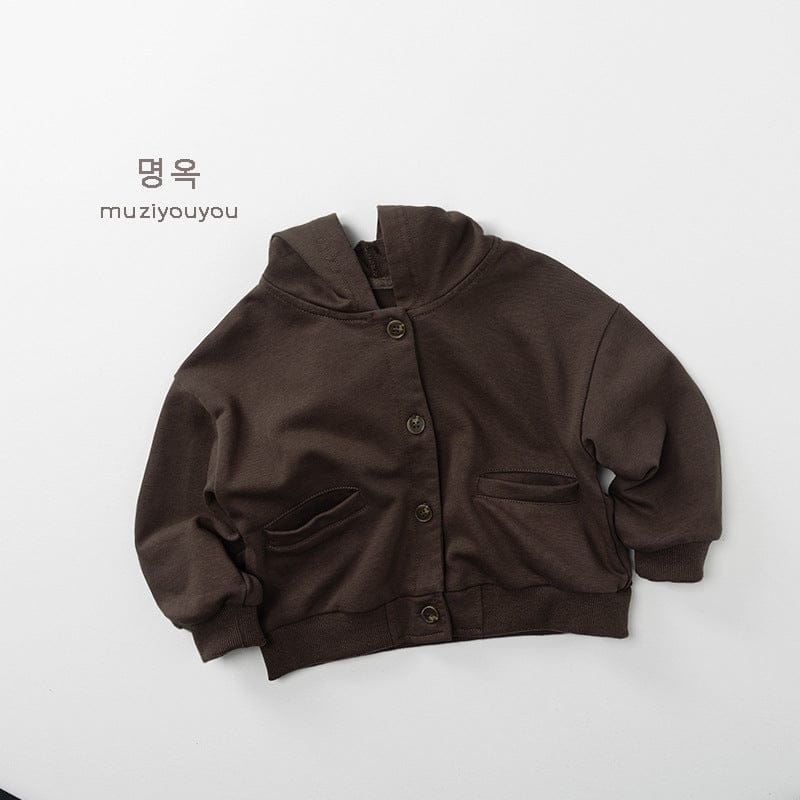 カーディガン・パーカー Dark Brown / 80cm フロントボタンフーディスウェットジャケット【mh0010871】