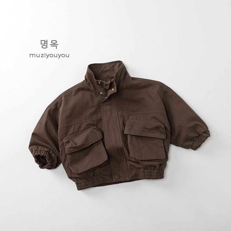 ショートコート・ジャケット・ジャンパー Dark Brown / 80cm ビッグポケットシンプルブルゾンジャケット【mh0010882】