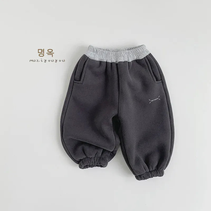 ロングパンツ・スウェットパンツ Dark Gray / 12M  80CM キッズパンツ バイカラー裏ボアフリースロングスウェットパンツ【mh0008164】