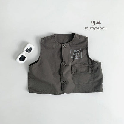 ベスト Dark Gray / 80cm ワンポイントロゴフロントオープンベスト【mh0009586】