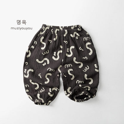 ロングパンツ・スウェットパンツ Dark Gray / 80cm 幾何学プリントサマーイージーパンツ【mh0010462】