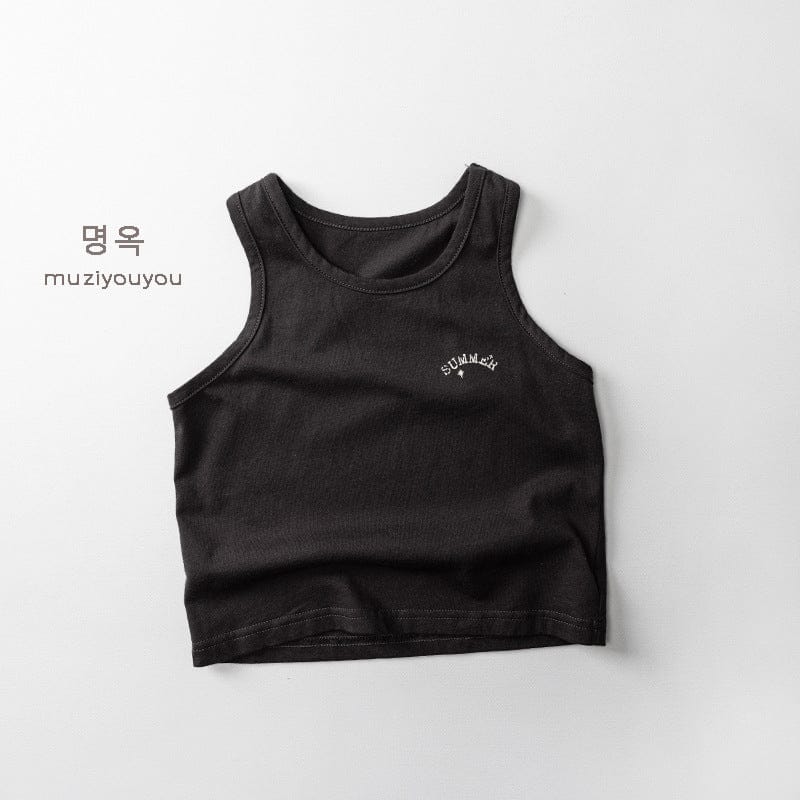 タンクトップ・キャミソール・ノースリーブトップス Dark Gray / 80cm レターロゴワンポイントタンクトップ【mh0010471】
