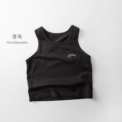 タンクトップ・キャミソール・ノースリーブトップス Dark Gray / 80cm レターロゴワンポイントタンクトップ【mh0010471】