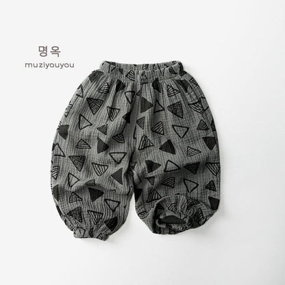 ロングパンツ・スウェットパンツ Dark Green / 80cm 幾何学プリントサマーイージーパンツ【mh0010462】