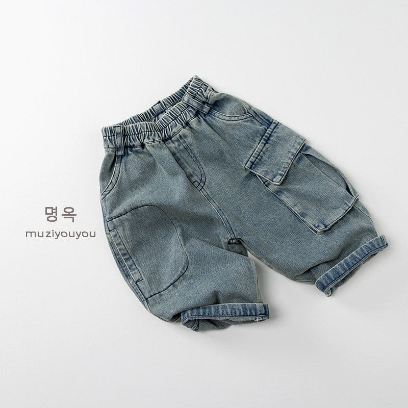 デニムパンツ Denim Blue / 80cm ルーズデニムカーゴハーフパンツ【mh0010860】