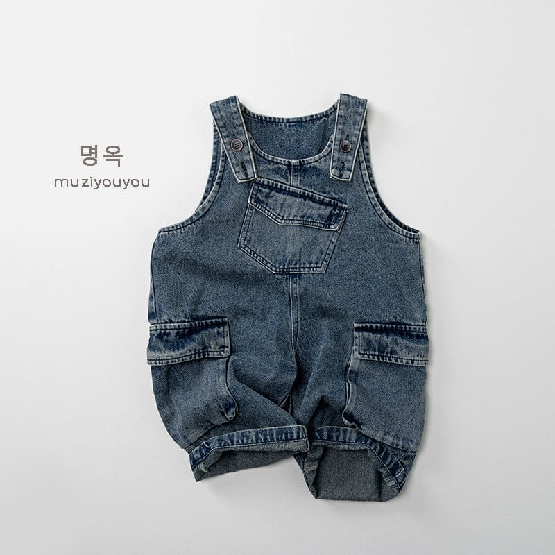 オーバーオール Denim Blue / 80cm アシメポケットデニムサスペンダーオーバーオール【mh0010873】