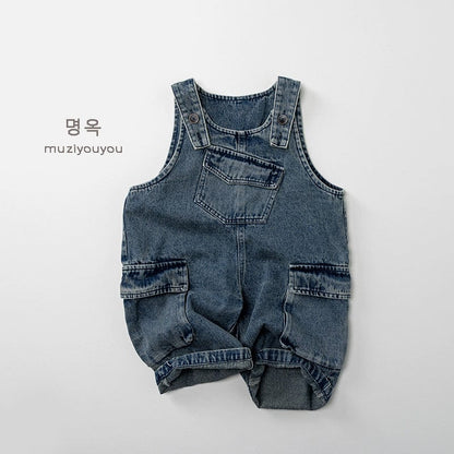 オーバーオール Denim Blue / 80cm アシメポケットデニムサスペンダーオーバーオール【mh0010873】
