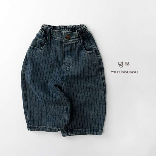 デニムパンツ Denim Blue / 80cm Vertical Stripe Denim Slacks ストライプデニムパンツ【mh0012022】