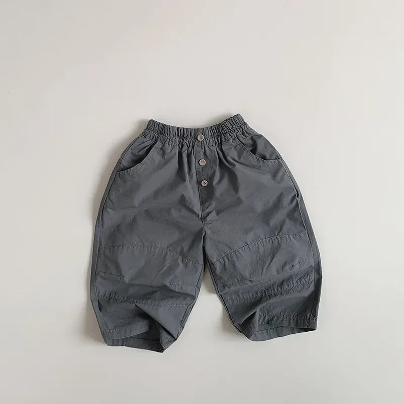 ロングパンツ・スウェットパンツ Gray Blue / 12M  80CM / 取り寄せ（7〜21日） キッズパンツ ルーズクロップドパンツ シンプルベーシック 2カラー【mh0006344】