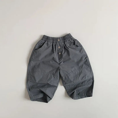 ロングパンツ・スウェットパンツ Gray Blue / 12M  80CM / 取り寄せ（7〜21日） キッズパンツ ルーズクロップドパンツ シンプルベーシック 2カラー【mh0006344】