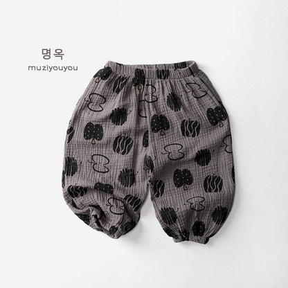 ロングパンツ・スウェットパンツ Gray Pink / 80cm 幾何学プリントサマーイージーパンツ【mh0010462】