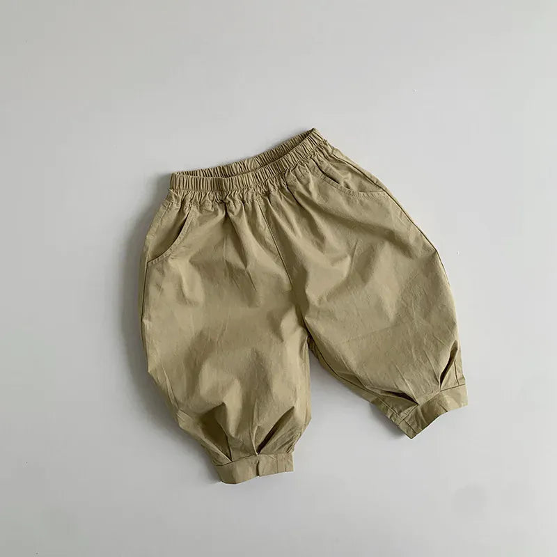 ロングパンツ・スウェットパンツ Khaki / 12M  80CM キッズパンツ 薄手 レトロ ルーズバルーンパンツ 2カラー【mh0005176】