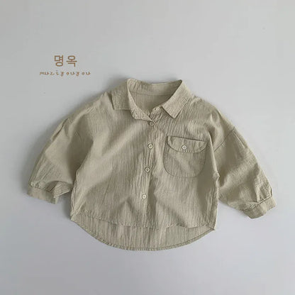 長袖シャツ・ブラウス Khaki / 12M  80CM キッズトップス シンプルベーシック長袖シャツブラウス【mh0007759】