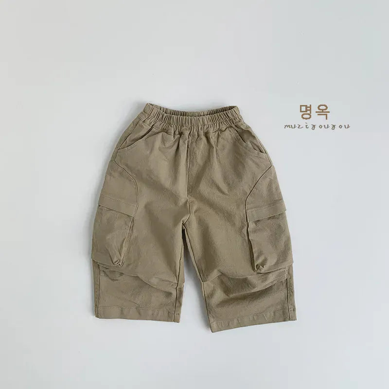 ロングパンツ・スウェットパンツ Khaki / 12M  80CM キッズパンツ ビッグポケットロングルーズワイドパンツ【mh0008855】