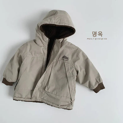 ショートコート・ジャケット・ジャンパー Khaki / 80cm 12M キッズアウター 裏フリースフーディジャケットコート【mh0008398】