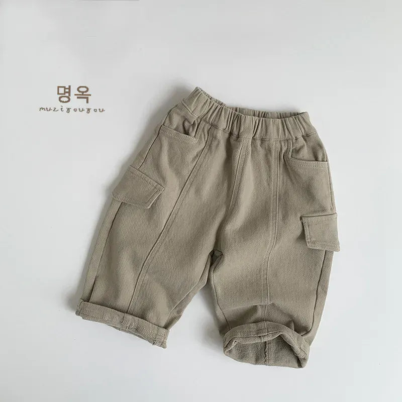 ロングパンツ・スウェットパンツ Khaki / 80cm 12M キッズパンツ 裏フリースポケットルーズロングパンツ【mh0008402】