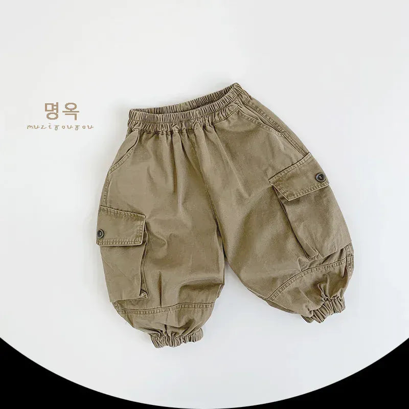 ロングパンツ・スウェットパンツ Khaki / 80cm 9-12M キッズパンツ バルーンロングカーゴパンツ 2カラー【mh0007162】