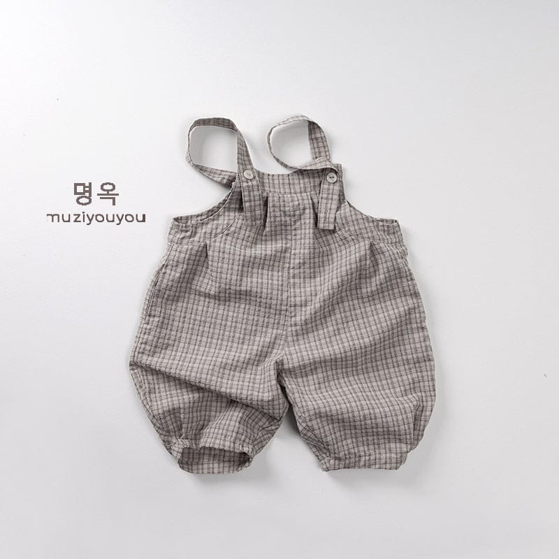 オーバーオール Khaki / 80cm チェック/ストライプコットンオーバーオール【mh0009804】