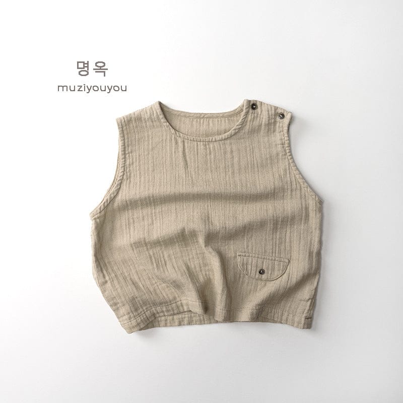 タンクトップ・キャミソール・ノースリーブトップス Khaki / 80cm ポケットナチュラルタンクトップ【mh0010454】