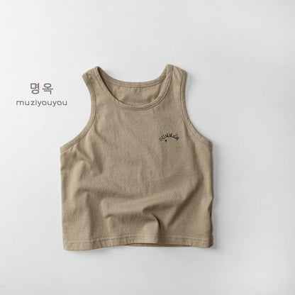 タンクトップ・キャミソール・ノースリーブトップス Khaki / 80cm レターロゴワンポイントタンクトップ【mh0010471】