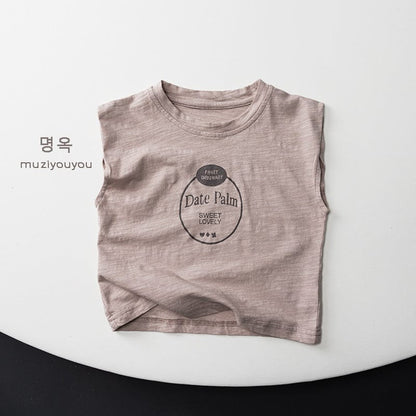 タンクトップ・キャミソール・ノースリーブトップス Leather Pink / 80cm ロゴプリントノースリーブTシャツ【mh0010472】