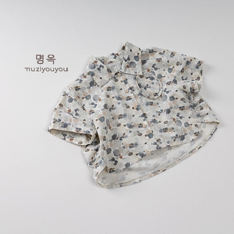 半袖シャツ・ブラウス Light Blue / 80cm ストーンドットプリント半袖シャツ【mh0009805】