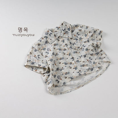 半袖シャツ・ブラウス Light Blue / 80cm ストーンドットプリント半袖シャツ【mh0009805】