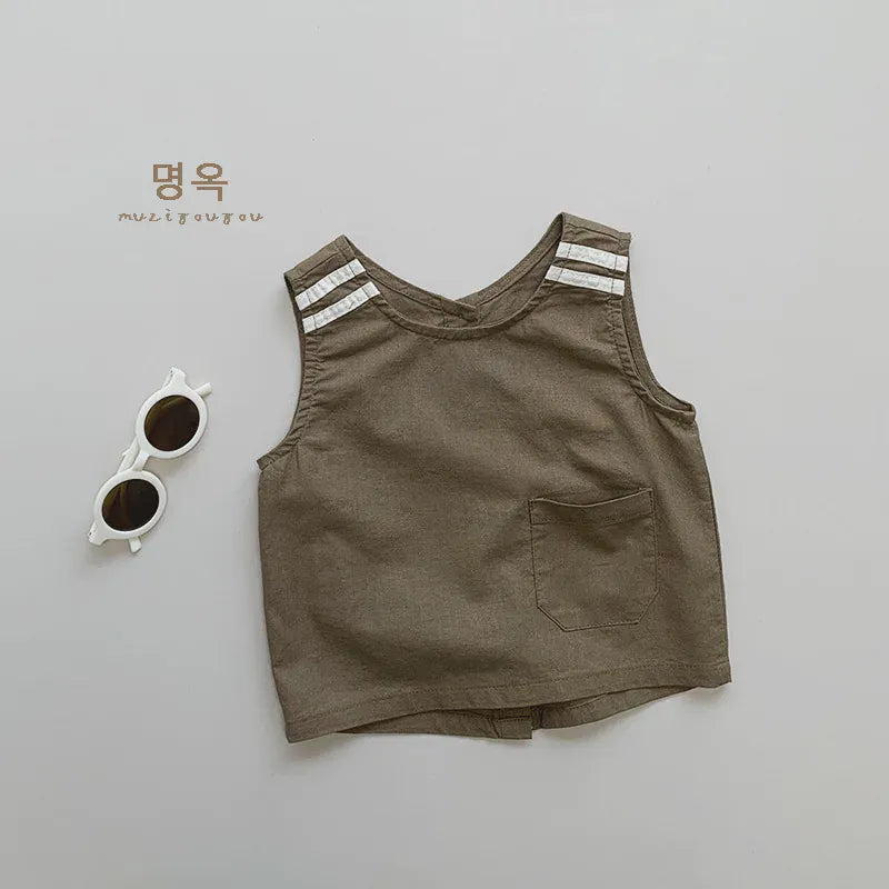 タンクトップ・キャミソール・ノースリーブトップス Light Brown / 12M  80CM キッズトップス ノースリーブシャツ シンプルペーシック 2カラー【mh0006327】