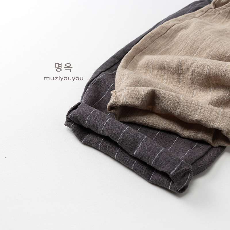 ロングパンツ・スウェットパンツ Linen Cotton Vertical Stripe Slacks リネンコットン ストライプパンツ【mh0012010】