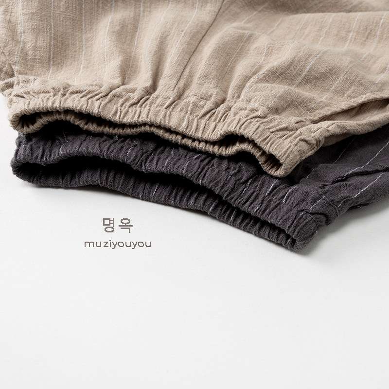 ロングパンツ・スウェットパンツ Linen Cotton Vertical Stripe Slacks リネンコットン ストライプパンツ【mh0012010】