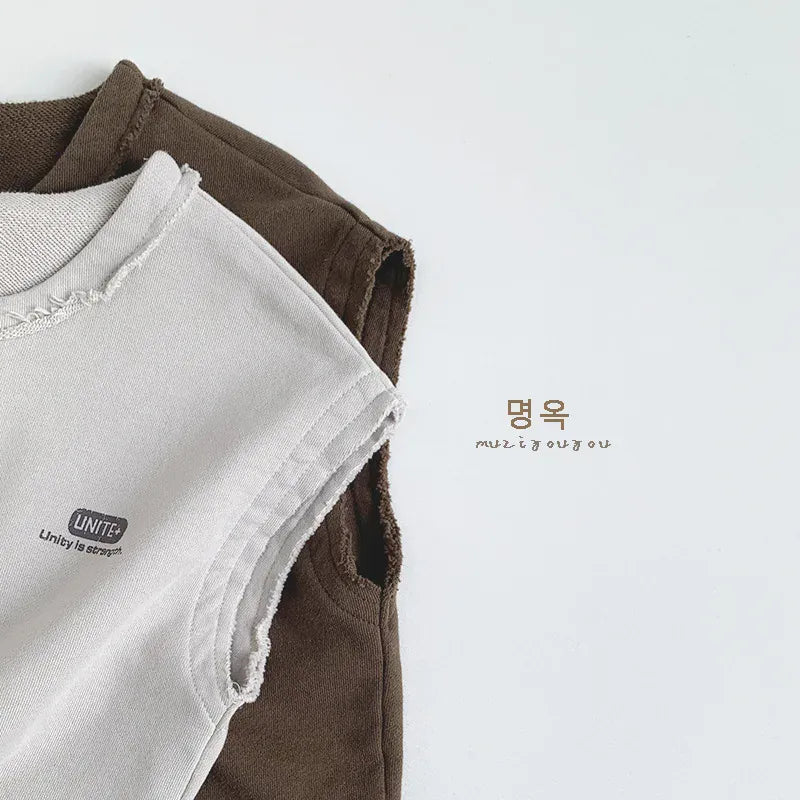 ベスト キッズベスト レターロゴプリント前あきスウェットベスト【mh-0008857】