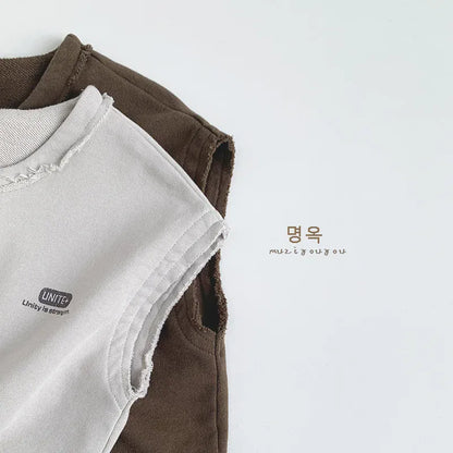 ベスト キッズベスト レターロゴプリント前あきスウェットベスト【mh-0008857】