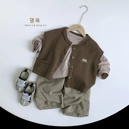 ベスト キッズベスト レターロゴプリント前あきスウェットベスト【mh-0008857】