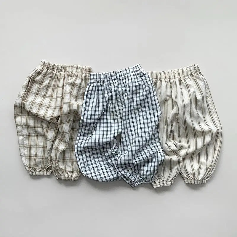 ロングパンツ・スウェットパンツ キッズパンツ サマージョガーパンツ 薄手パンツ チェック/ストライプ【mh0005519】