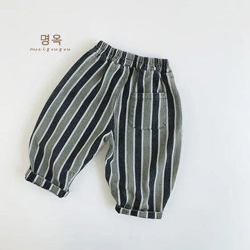 ロングパンツ・スウェットパンツ キッズパンツ ストライプルーズロングワイドパンツ【mh0006684】