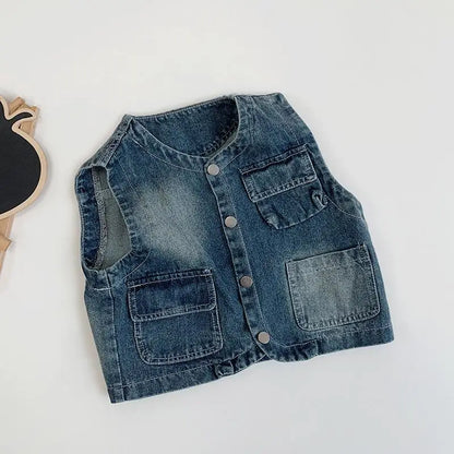 ベスト キッズベスト マルチポケットデニムベストジャケット【mh0006686】
