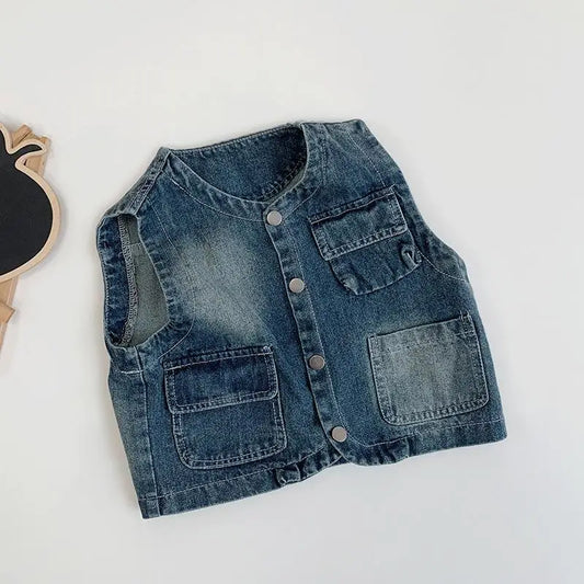 ベスト キッズベスト マルチポケットデニムベストジャケット【mh0006686】