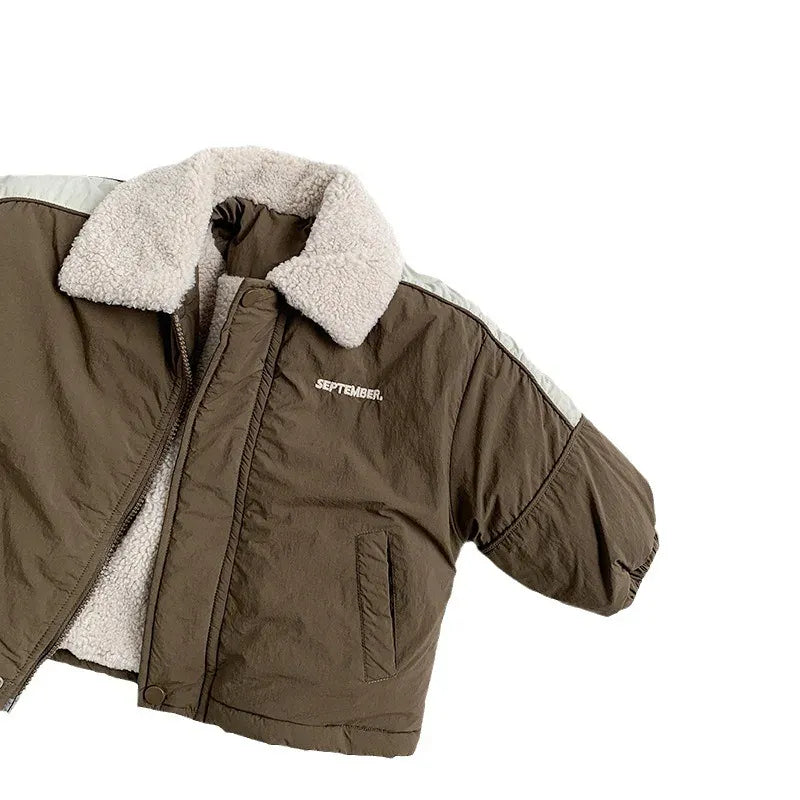 ショートコート・ジャケット・ジャンパー キッズアウター 裏ボアフリース襟付きブルゾンジャケットコート ブラウン【mh0007258】