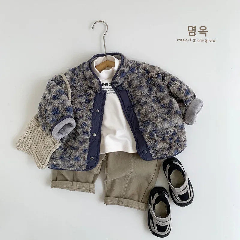 ショートコート・ジャケット・ジャンパー キッズアウター レオパードヒョウ柄ファーフリースブルゾンジャケット【mh0007589】