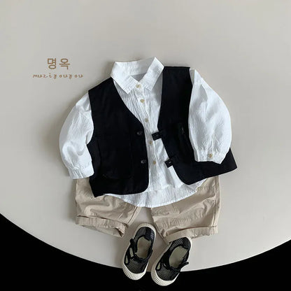 長袖シャツ・ブラウス キッズトップス シンプルベーシック長袖シャツブラウス【mh0007759】