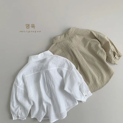 長袖シャツ・ブラウス キッズトップス シンプルベーシック長袖シャツブラウス【mh0007759】