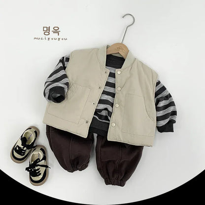 トレーナー・フーディ キッズトップス ボーダー裏フリース長袖スウェットシャツトレーナー【mh0007764】