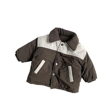 ショートコート・ジャケット・ジャンパー キッズアウター パッチワーク切り替えパデッドジャケットコート【mh0008102】