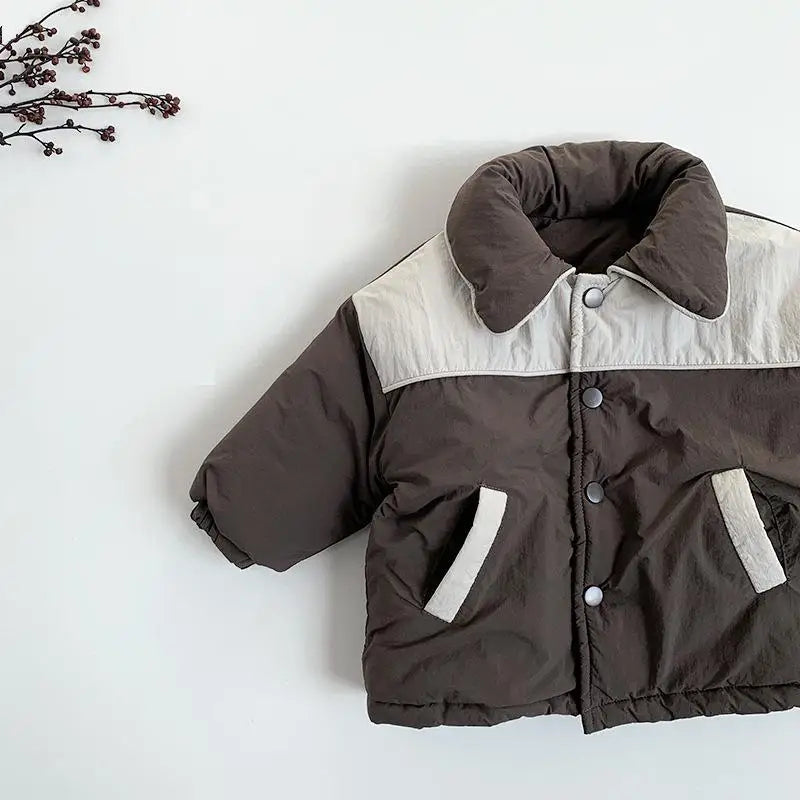 ショートコート・ジャケット・ジャンパー キッズアウター パッチワーク切り替えパデッドジャケットコート【mh0008102】