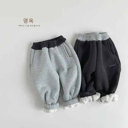 ロングパンツ・スウェットパンツ キッズパンツ バイカラー裏ボアフリースロングスウェットパンツ【mh0008164】