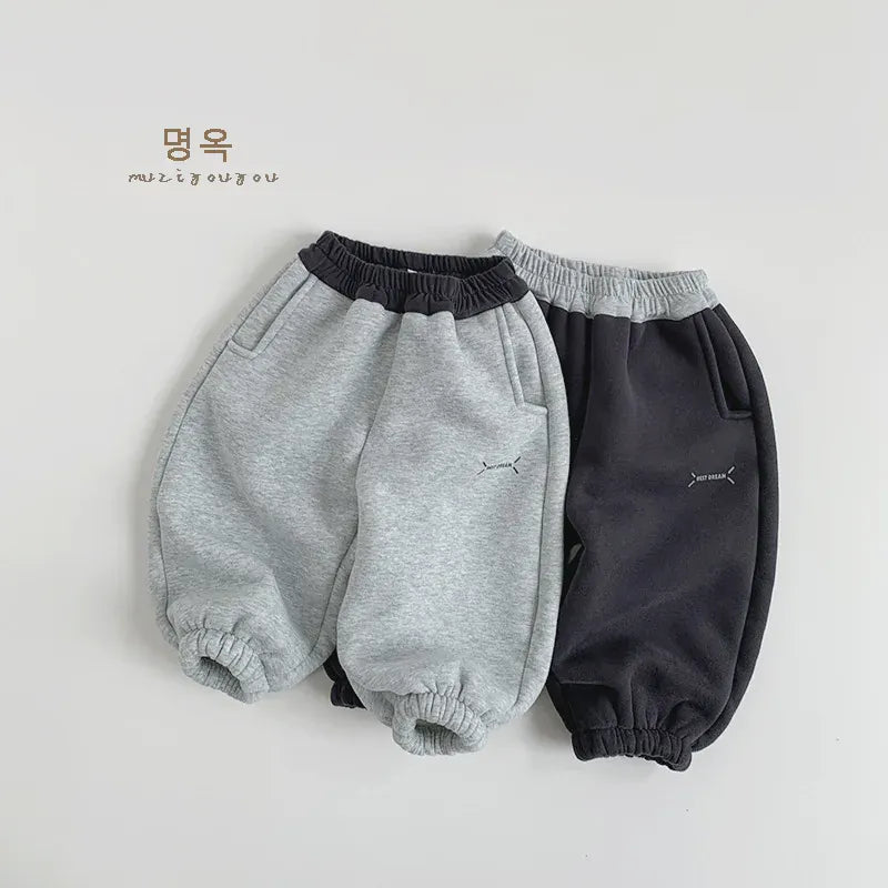 ロングパンツ・スウェットパンツ キッズパンツ バイカラー裏ボアフリースロングスウェットパンツ【mh0008164】