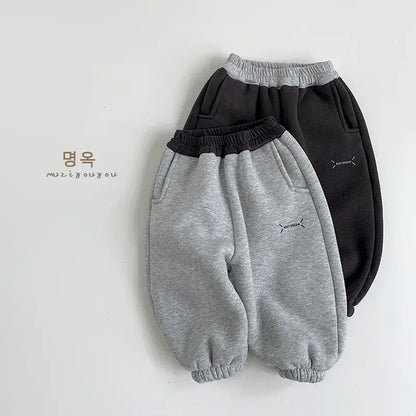 ロングパンツ・スウェットパンツ キッズパンツ バイカラー裏ボアフリースロングスウェットパンツ【mh0008164】