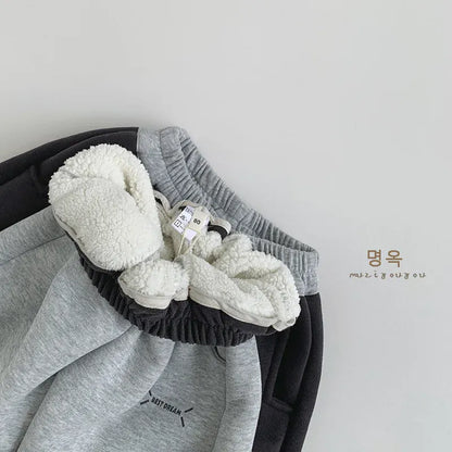 ロングパンツ・スウェットパンツ キッズパンツ バイカラー裏ボアフリースロングスウェットパンツ【mh0008164】