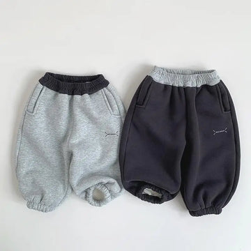 ロングパンツ・スウェットパンツ キッズパンツ バイカラー裏ボアフリースロングスウェットパンツ【mh0008164】