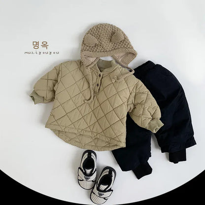 トレーナー・フーディ キッズトップス スタンドカラーキルティングプルオーバー【mh0008165】